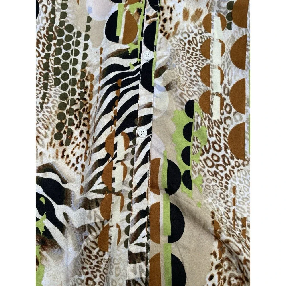 Safari Animal Print Maxi Shirt Dress Size 3X Zebra Cheetah Boho Button Front